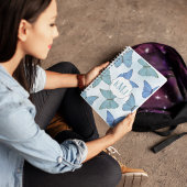 Carnet Papillons bleu aquarelle Monogramme