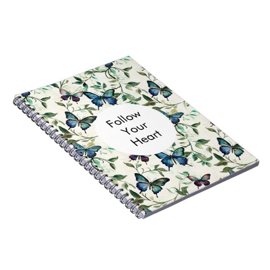 Carnet Papillons bleus romantiques chics (Côté Droit)