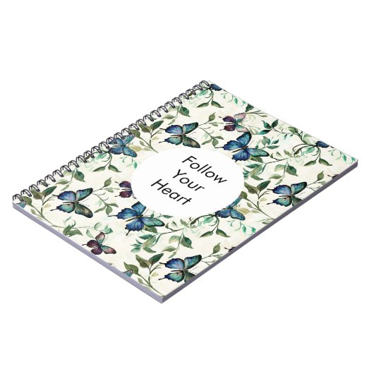 Carnet Papillons bleus romantiques chics (Côté gauche)