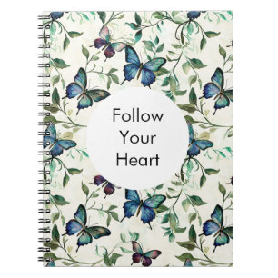 Carnet Papillons bleus romantiques chics