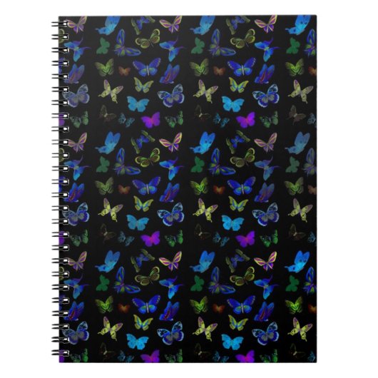 Carnet Papillons bleus sur fond noir (Devant)