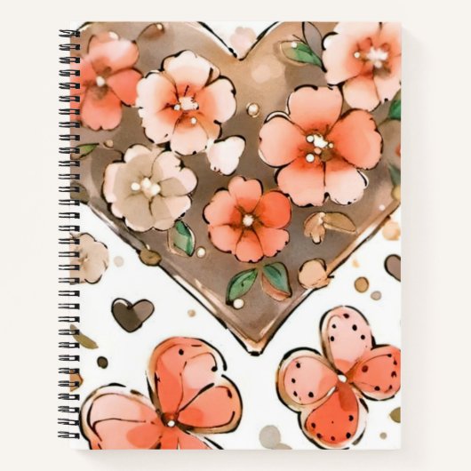 Carnet Papillons, Coeurs et Fleurs (Devant)