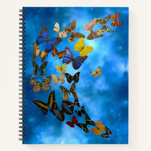 Carnet Papillons colorés survolant les nuages bleus (Devant)