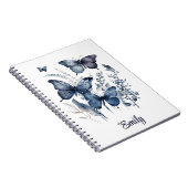 Carnet Papillons d'art Delft bleu et blanc avec fleurs (Côté Droit)