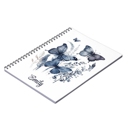 Carnet Papillons d'art Delft bleu et blanc avec fleurs (Côté gauche)