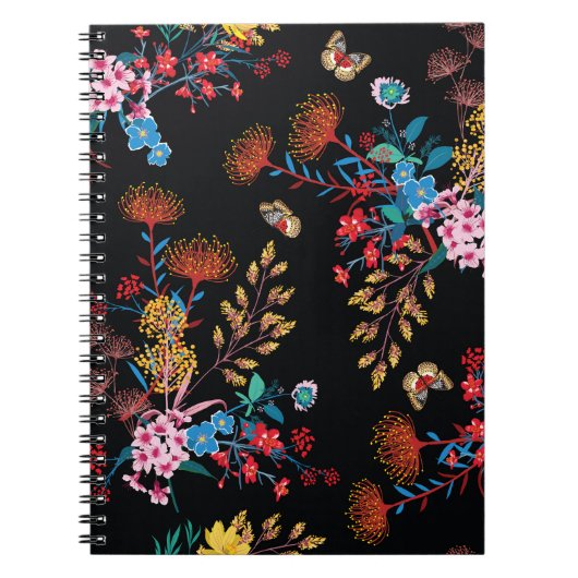 Carnet Papillons de jardin fleuris Style Liberty (Devant)