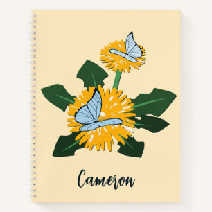Carnet Papillons de pissenlit Code QR CTA Nom personnalis