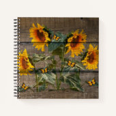 Carnet Papillons de tournesol rustique Barre (Devant)