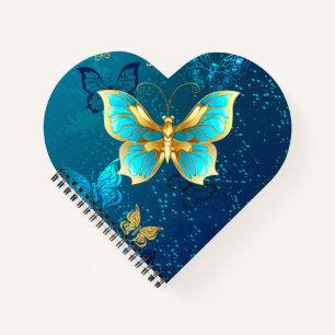 Carnet Papillons d'or sur un Arrière - plan bleu