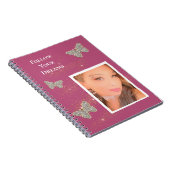 Carnet Papillons en argent rose Parties scintillant en or (Côté Droit)