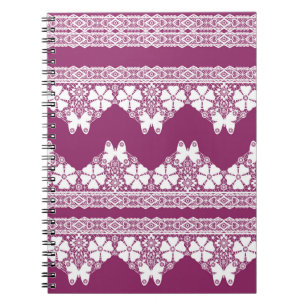 Carnet Papillons en dentelle rétro blanche Bourgogne