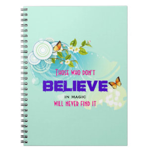 Carnet Papillons et fleurs avec citation magique