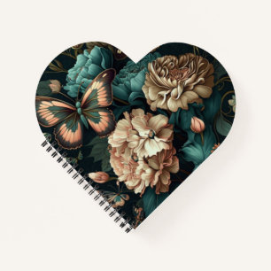 Carnet Papillons et fleurs design classique foncé