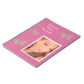 Carnet Papillons étincelants en argent rose Votre photo (Côté gauche)
