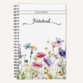 Carnet Papillons fleurs sauvages de prairie script de nom (Recto)