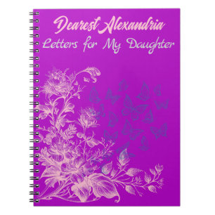 Carnet Papillons floraux pourpres Lettres à ma fille