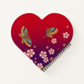 Carnet Papillons Japonais Au Milieu De Sakura Fleurit Rou (Dos)