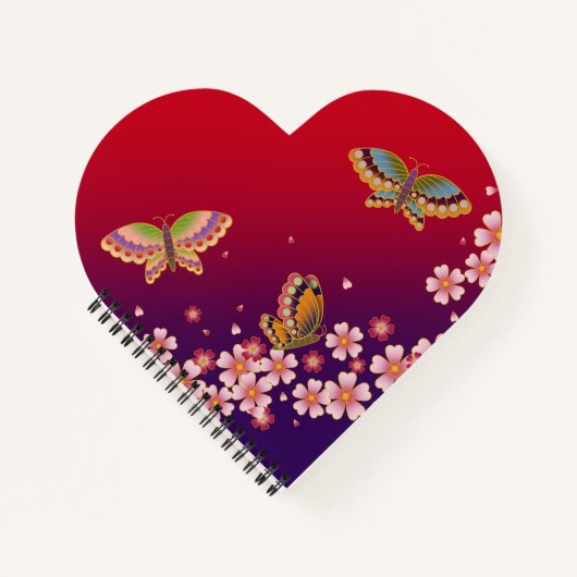Carnet Papillons Japonais Au Milieu De Sakura Fleurit Rou (Devant)