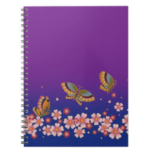 Carnet Papillons Japonais Au Milieu Du Sakura Fleurit Vio