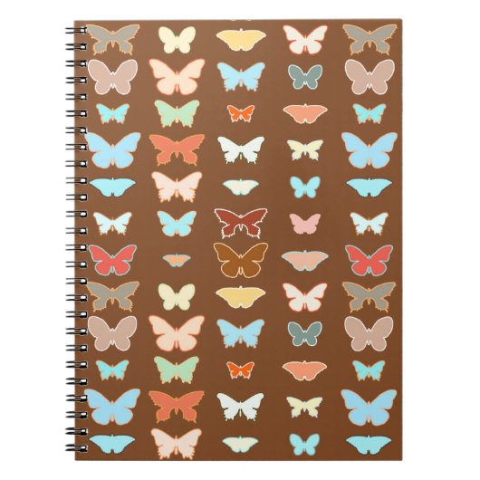 Carnet Papillons, marron, turquoise et corail (Devant)