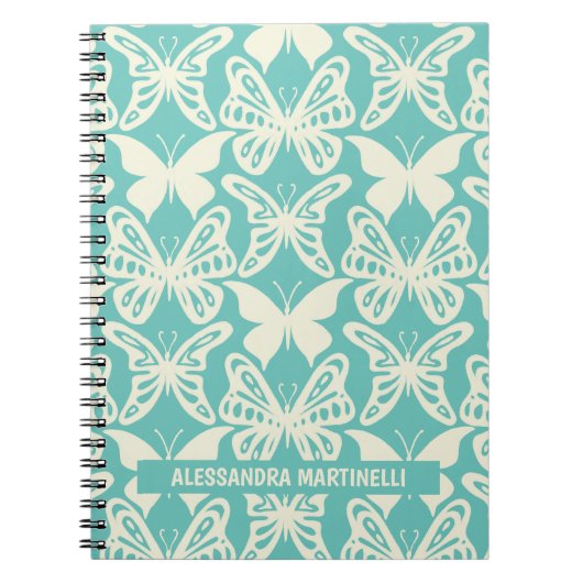 Carnet Papillons naturels Conception mignonne sur Turquoi (Devant)