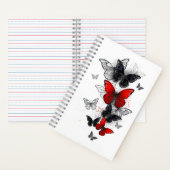 Carnet Papillons noirs et rouges volants (À l'intérieur)