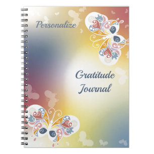 Carnet Papillons pastel élégants Gratitude Personnalisé