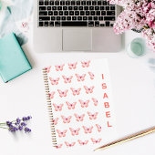 Carnet Papillons pêche nom or rose