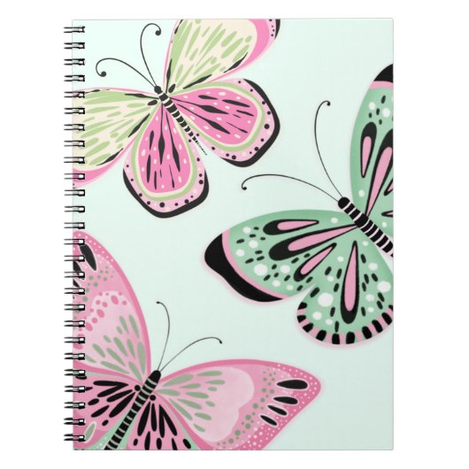 Carnet Papillons rose et vert (Devant)