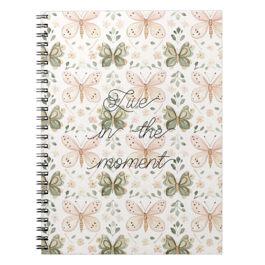 Carnet Papillons Rose Fard Vert Menthe (Devant)