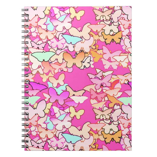 Carnet Papillons, roses multiples et profondes (Devant)