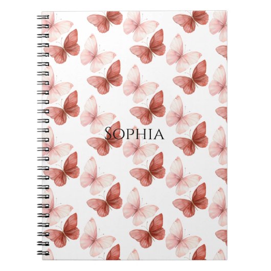 Carnet Papillons roses rouges (Devant)