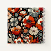 Carnet Papillons rouges avec accents gris cendré, Gras Fl (Dos)