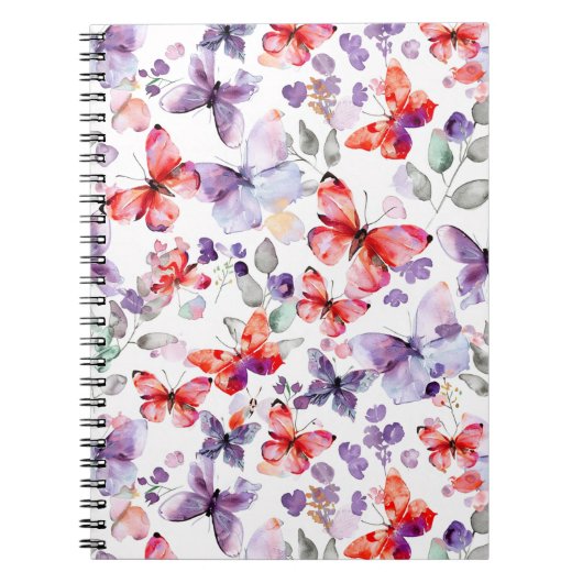 Carnet Papillons rouges violets (Devant)
