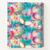 Carnet papillons sur le terrain fleuri aqua turquoise (Dos)