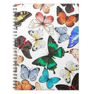 Carnet Papillons tropicaux : motif coloré d'aquarelle.