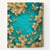 Carnet Papillons turquoises Faux Gold Parties scintillant (Dos)