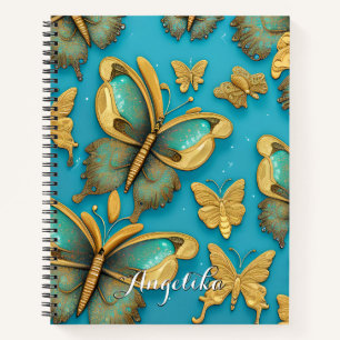 Carnet Papillons Turquoises modernes Parties scintillant