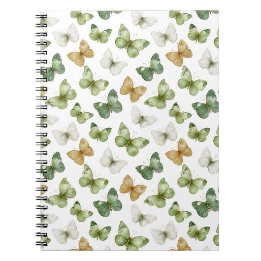 Carnet Papillons verts bronzés blancs (Devant)