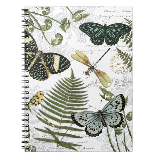 Carnet papillons vintages et libellules modernes (Devant)