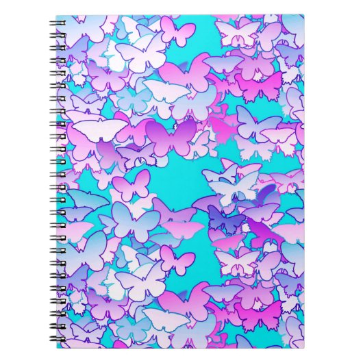 Carnet Papillons, violet et turquoise (Devant)