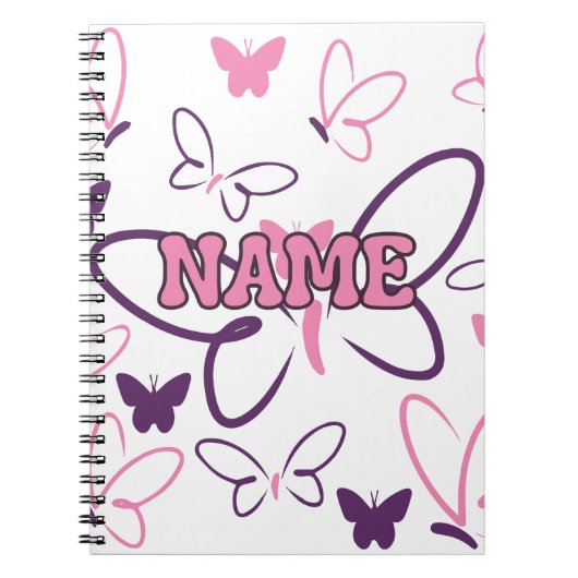 Carnet Papillons violets et roses (Devant)