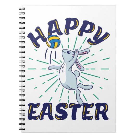 Carnet Pâques Volleyball Bunny Jump Sert (Devant)