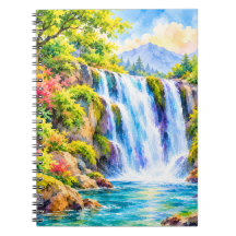 Paradis de cascade à l'aquarelle rêveuse