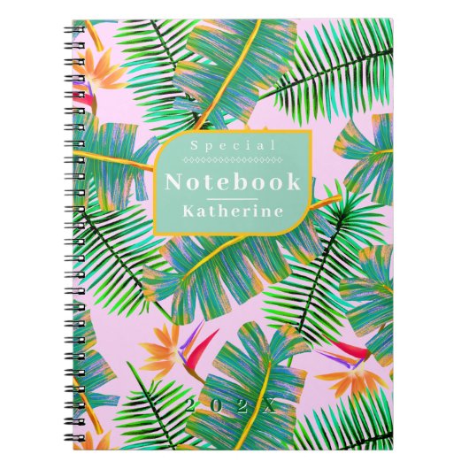 Carnet Paradis de palmier rose (Devant)