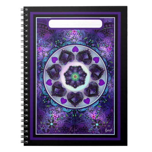 Carnet Parapluie violet & coeurs .7 (Devant)
