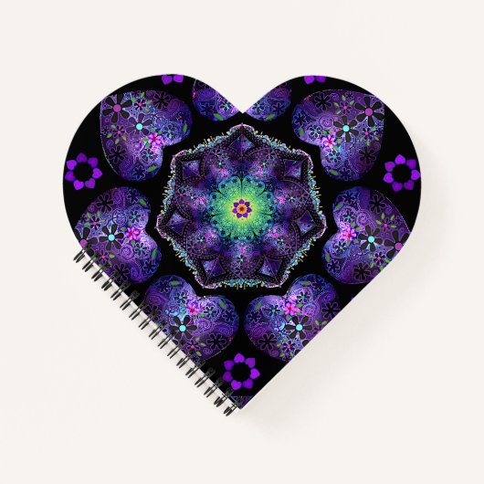 Carnet Parapluie violet & coeurs .7 (Devant)