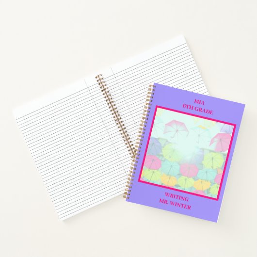 Carnet Parapluies Colorés Violet Classe Étudiant (Intérieur)