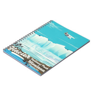 Carnet Parc national de Glacier, Montana affiche vintage