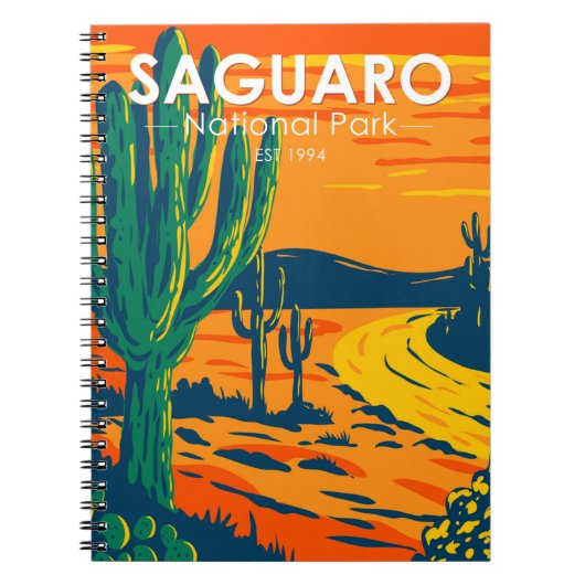 Carnet Parc national du Saguaro Arizona Vintage (Devant)